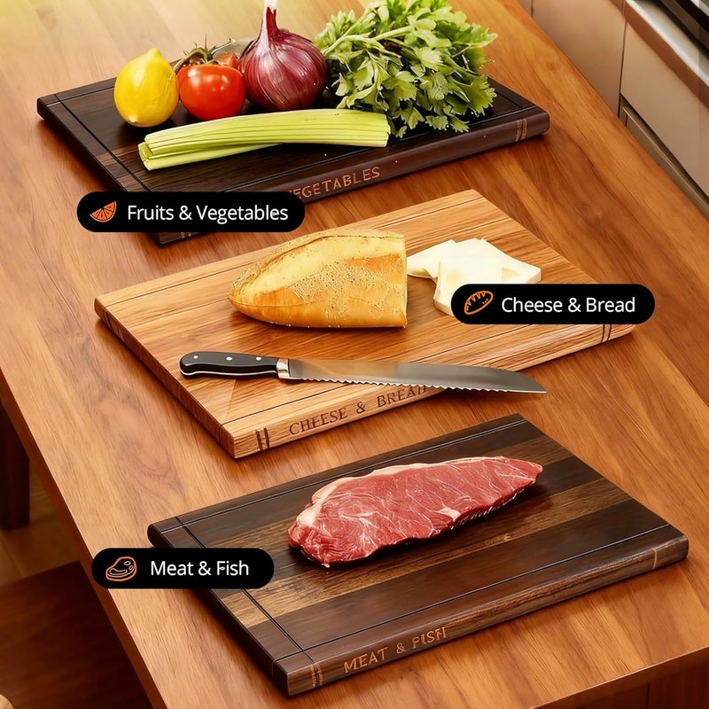 MACTANO Book Cutting Board Set, 100% Acacia Wooden Kitchen Book Shaped Cutting Board with Stand - Image 2